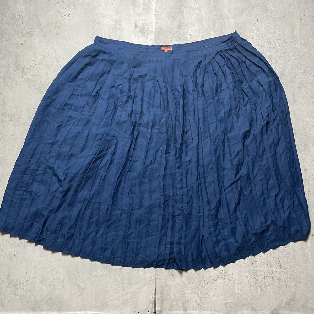ModCloth Blue A Line Pleated Zip Polyester Skirt Women's Plus Size 3X MINT